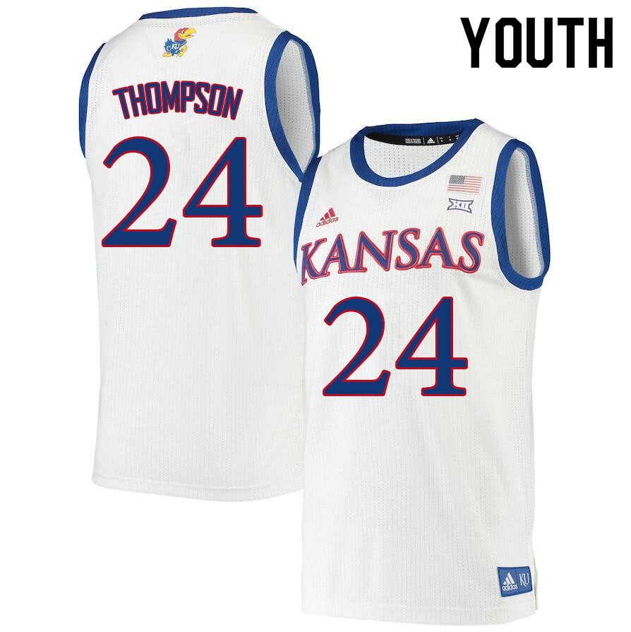 Youth #24 Bryce Thompson Kansas Jayhawks College Basketball Jerseys Sale-White